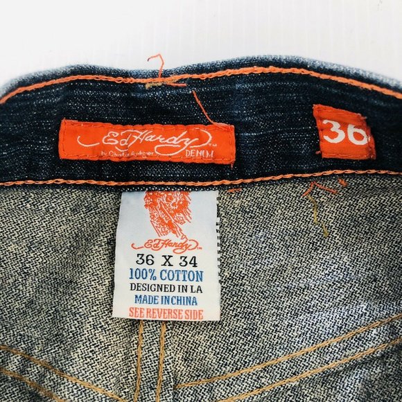 Ed Hardy Men's Denim Jeans 100% Size Waist 36 x Length 34 - Picture 8 of 11